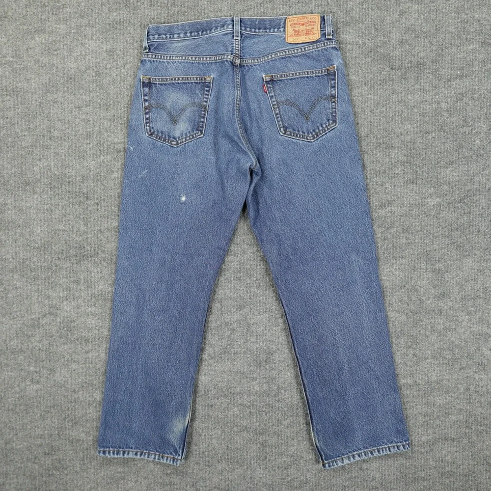 Levis 505 Jeans Mens 36x30 Blue‎ Regular Fit Straight Leg Stretch